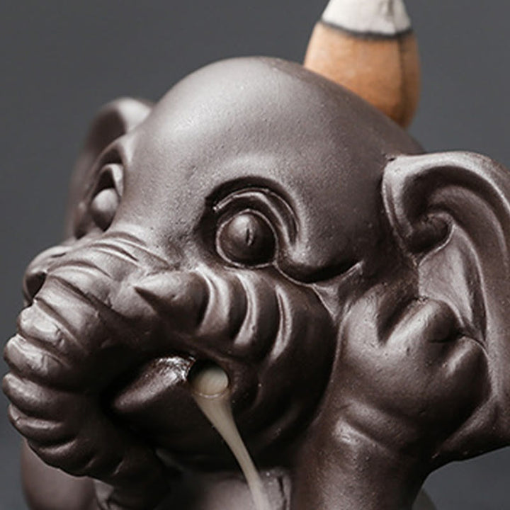 Quemador de incienso con reflujo de arcilla morada, diseño de elefante, Buddha Stones , para sanación y paz - image 23