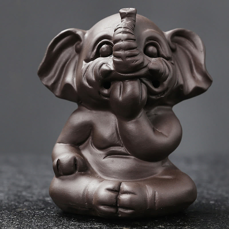 Quemador de incienso con reflujo de arcilla morada, diseño de elefante, Buddha Stones , para sanación y paz - image 30