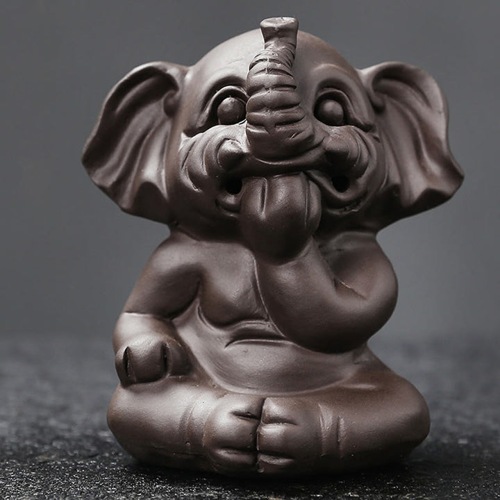 Quemador de incienso con reflujo de arcilla morada, diseño de elefante, Buddha Stones , para sanación y paz - image 30