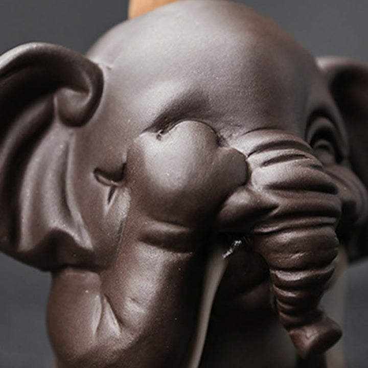 Quemador de incienso con reflujo de arcilla morada, diseño de elefante, Buddha Stones , para sanación y paz - image 12