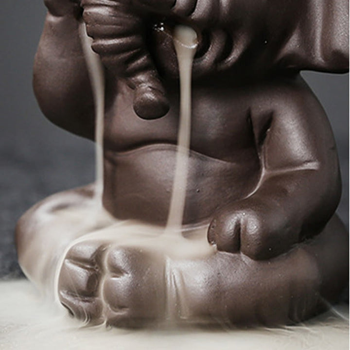 Quemador de incienso con reflujo de arcilla morada, diseño de elefante, Buddha Stones , para sanación y paz - image 13