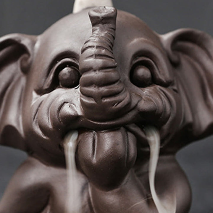 Quemador de incienso con reflujo de arcilla morada, diseño de elefante, Buddha Stones , para sanación y paz - image 31