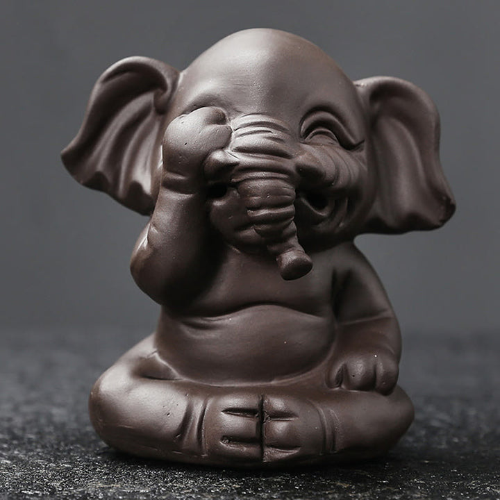 Quemador de incienso con reflujo de arcilla morada, diseño de elefante, Buddha Stones , para sanación y paz - image 10