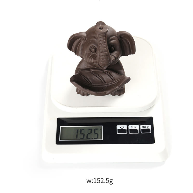 Quemador de incienso curativo con fuente de humo de reflujo de arcilla morada con diseño de elefante pequeño sosteniendo una Buddha Stones - image 17