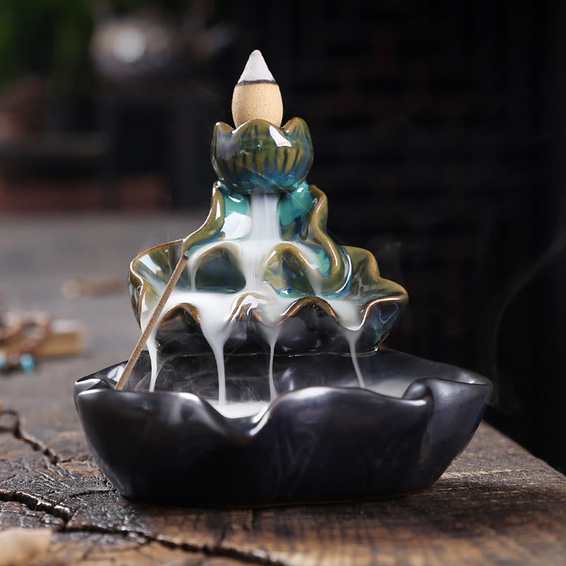 Quemador de incienso de cerámica con reflujo de agua, Buddha Stones de loto y peces koi, para decoración del hogar - image 6