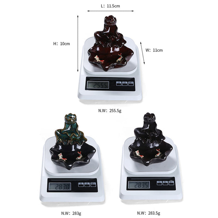 Quemador de incienso de cerámica con reflujo de agua, Buddha Stones de loto y peces koi, para decoración del hogar - image 19
