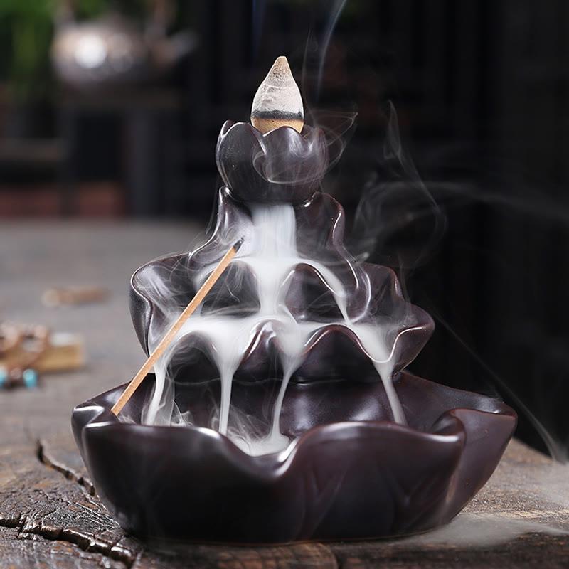 Quemador de incienso de cerámica con reflujo de agua, Buddha Stones de loto y peces koi, para decoración del hogar - image 13