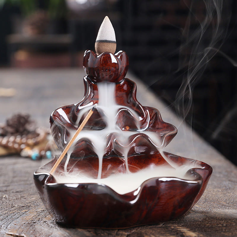 Quemador de incienso de cerámica con reflujo de agua, Buddha Stones de loto y peces koi, para decoración del hogar - image 17