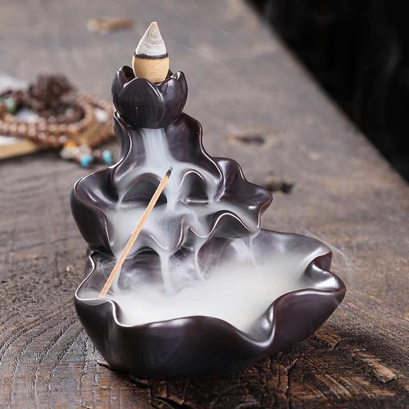 Quemador de incienso de cerámica con reflujo de agua, Buddha Stones de loto y peces koi, para decoración del hogar - image 14