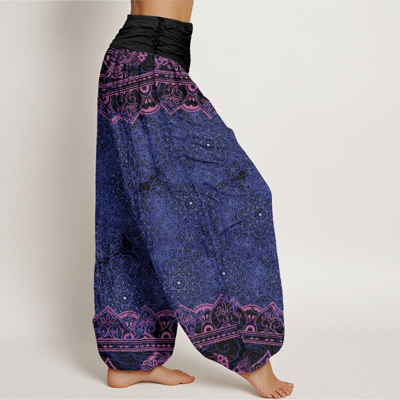 Pantalón tipo harem de cintura elástica para mujer con diseño elegante de mandala floral y Buddha Stones en algodón. - image 5