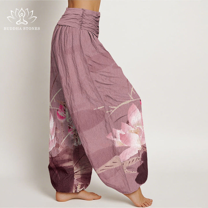 Pantalones harén con cintura elástica para mujer con diseño de pájaros , Buddha Stones - image 9