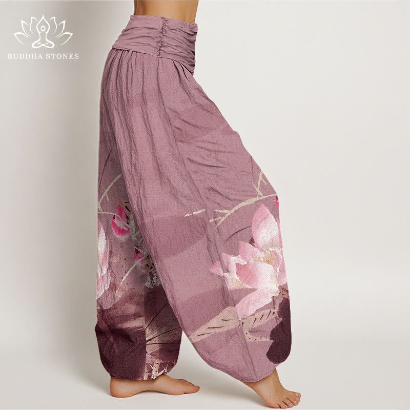 Pantalones bombachos de cintura elástica para mujer con estampado de Buddha Stones en algodón. - image 8