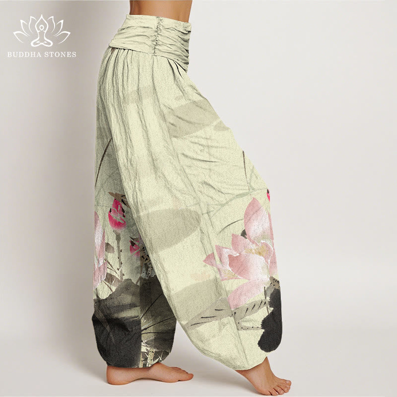 Pantalones harén con cintura elástica para mujer con diseño de pájaros , Buddha Stones - image 2