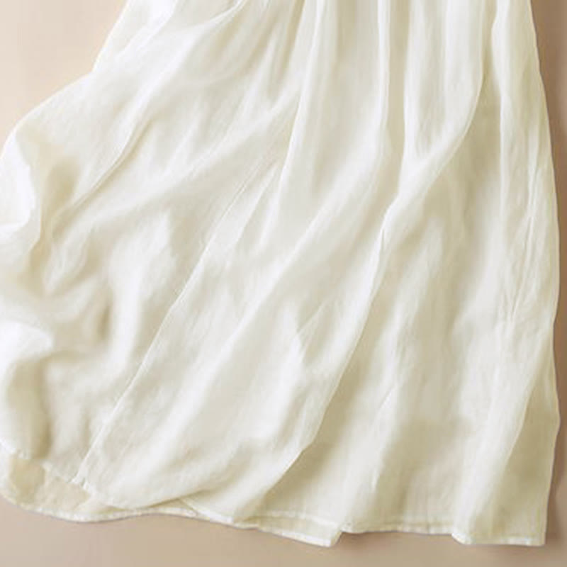 Vestido midi para mujer con bordado geométrico de Buddha Stones y mangas de nueve cuartos con bolsillos - image 4