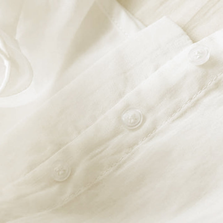 Vestido midi para mujer con bordado geométrico de Buddha Stones y mangas de nueve cuartos con bolsillos - image 3