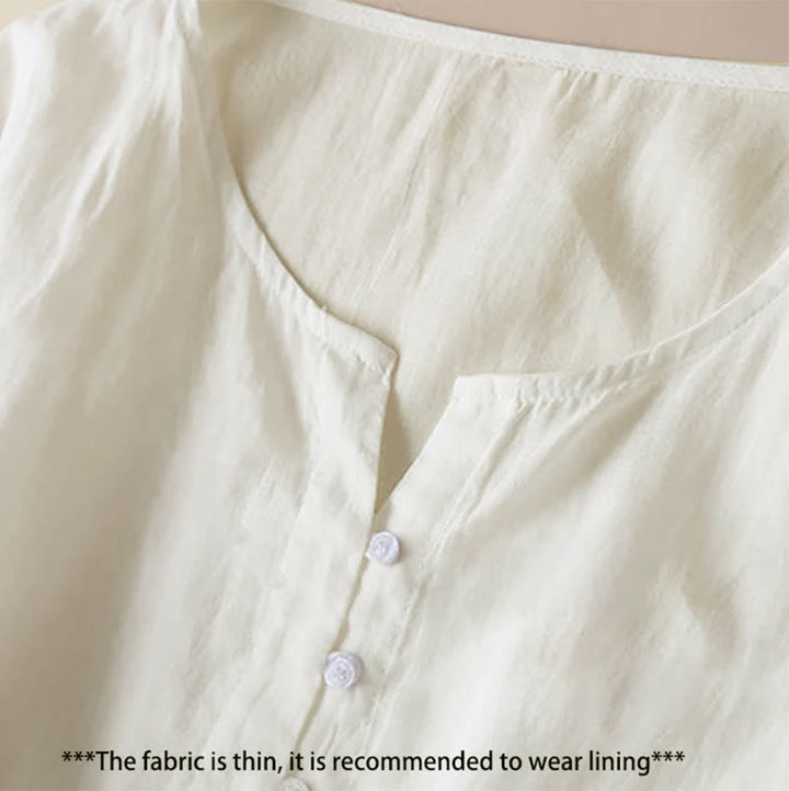 Vestido midi para mujer con bordado geométrico de Buddha Stones y mangas de nueve cuartos con bolsillos - image 1