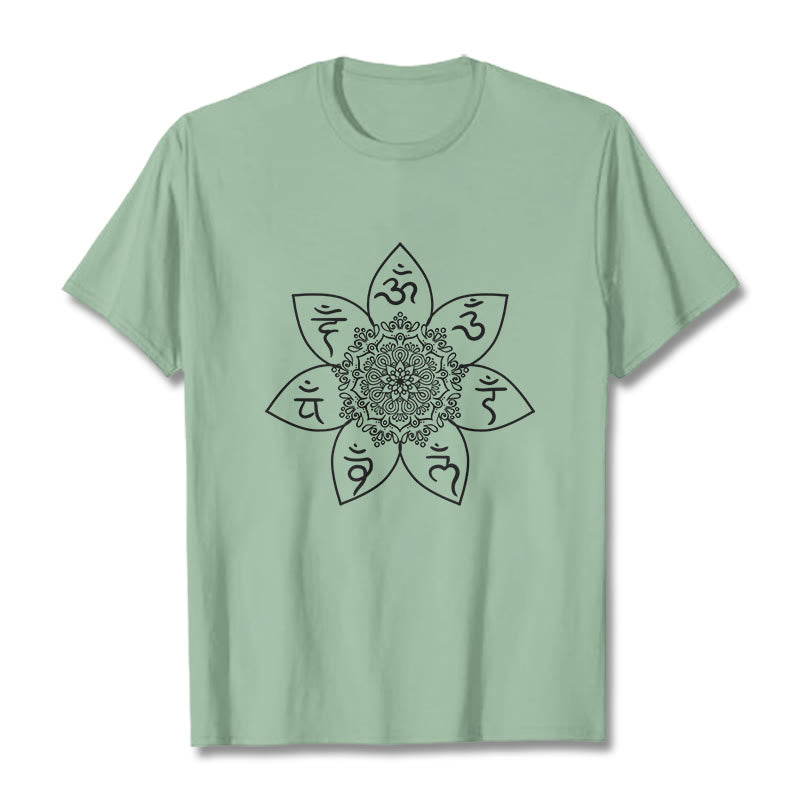 Camiseta con estampado de Buddha Stones Mandala Om Mani Padme Hum - Verde pálido - 2XL - image 15