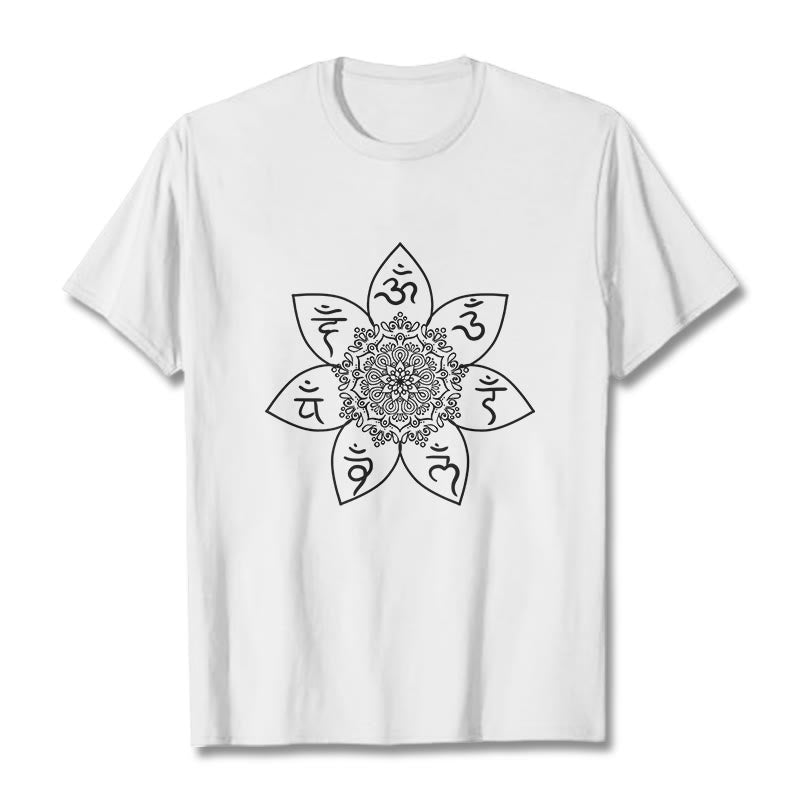Camiseta con estampado de Buddha Stones Mandala Om Mani Padme Hum - Blanco - 2XL - image 8