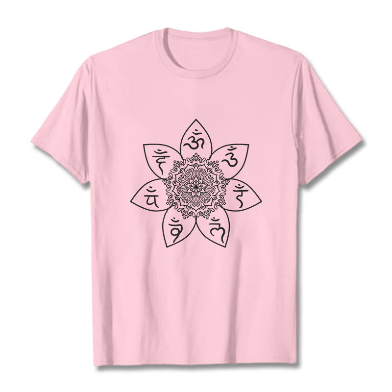 Camiseta con estampado de Buddha Stones Mandala Om Mani Padme Hum - Rosa claro - 2XL - image 13