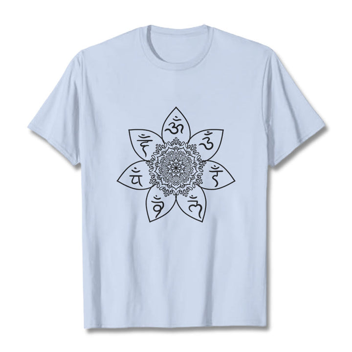 Camiseta con estampado de Buddha Stones Mandala Om Mani Padme Hum - Cian claro - 2XL - image 18