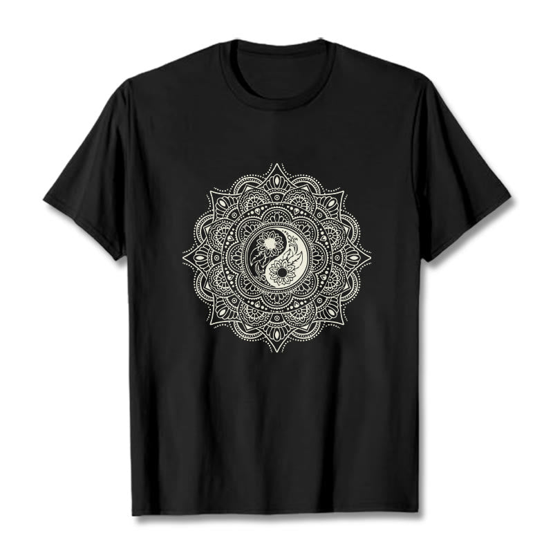 Camiseta con estampado de símbolo YinYang y mandala de Buddha Stones - Negro - 2XL - image 3