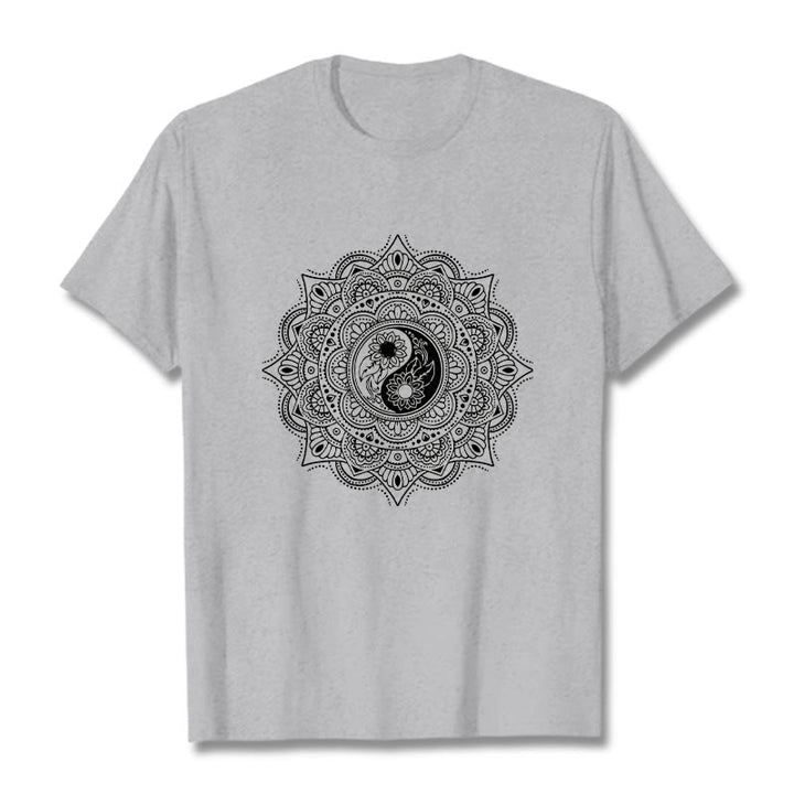 Camiseta con estampado de símbolo YinYang y mandala de Buddha Stones - Gris claro - 2XL - image 20