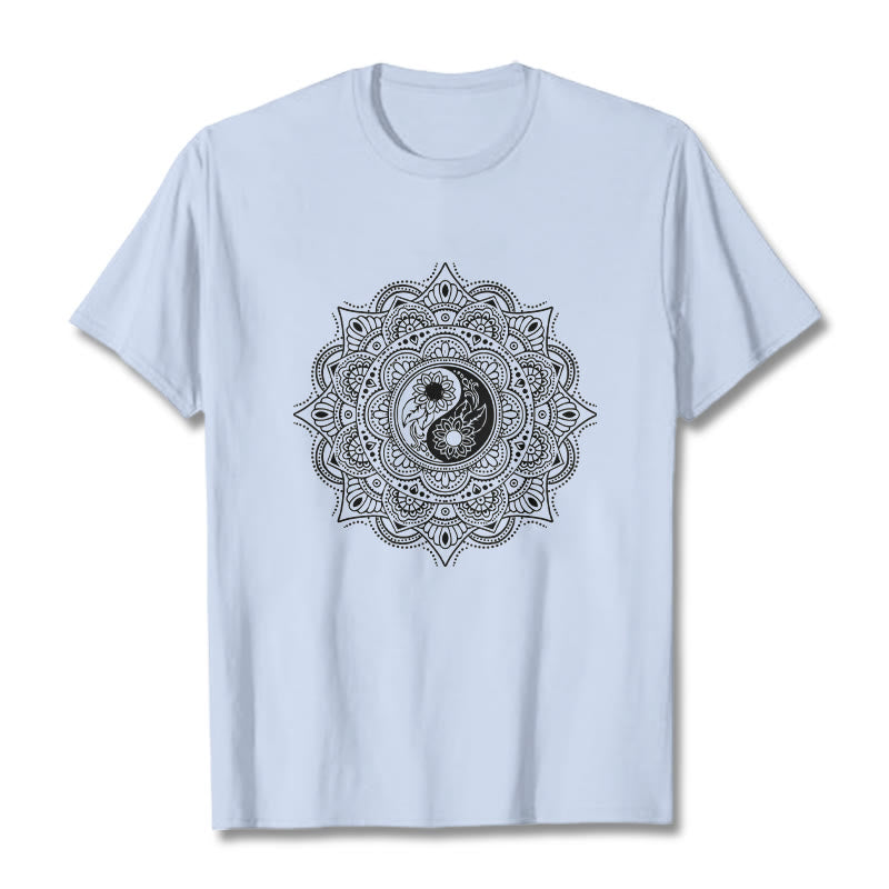 Camiseta con estampado de símbolo YinYang y mandala de Buddha Stones - Cian claro - 2XL - image 18