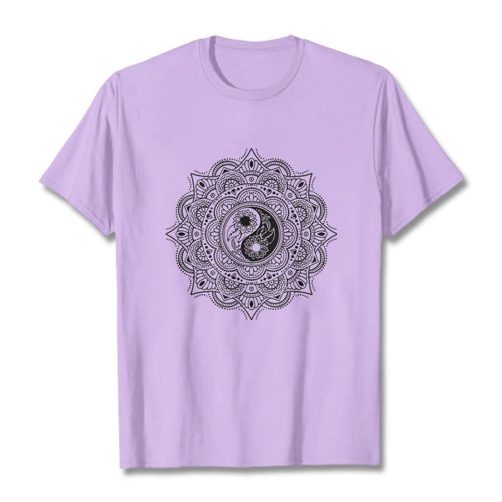 Camiseta con estampado de símbolo YinYang y mandala de Buddha Stones - Ciruela - 2XL - image 16