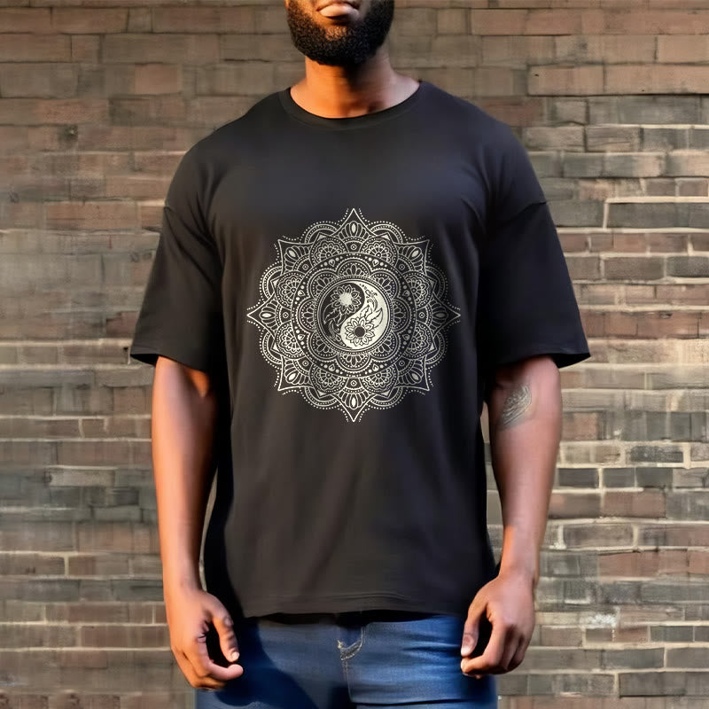 Camiseta con estampado de símbolo YinYang y mandala de Buddha Stones - image 6
