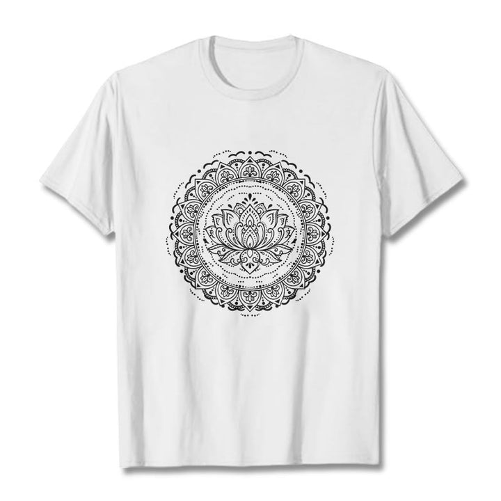 Camiseta con estampado de flor de loto y mandala de Buddha Stones - Blanco - 2XL - image 0