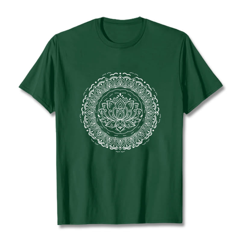 Camiseta con estampado de flor de loto y mandala de Buddha Stones - Verde bosque - 2XL - image 10