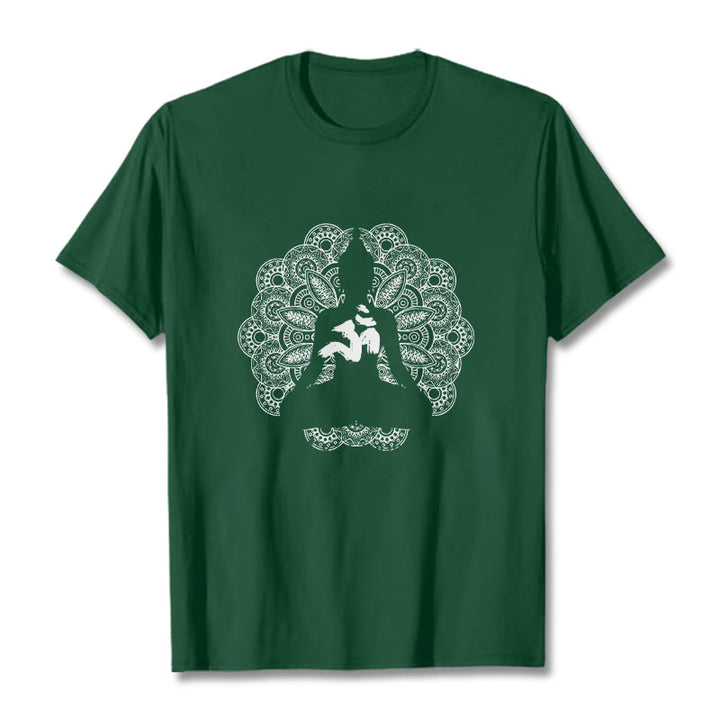 Camiseta con estampado de símbolo Om y mandala de colores puros con Buddha Stones - Verde bosque - 2XL - image 11