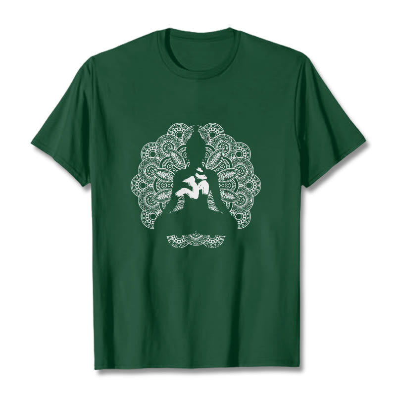 Camiseta con estampado de símbolo Om y mandala de colores puros con Buddha Stones - Verde bosque - 2XL - image 10