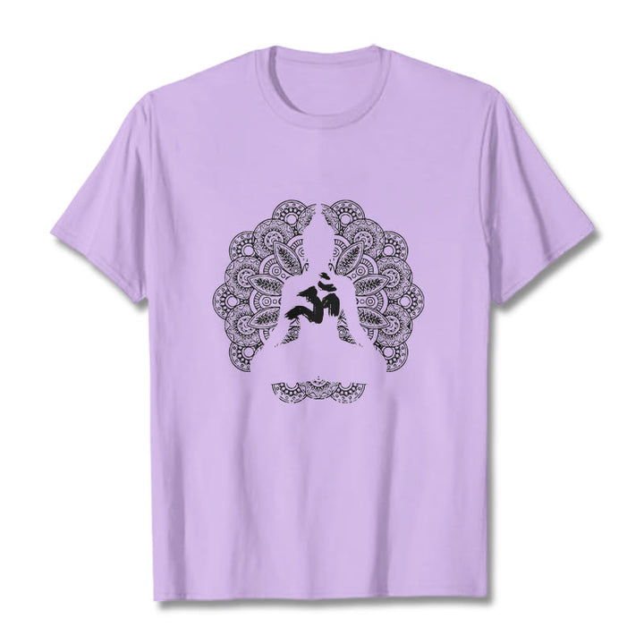 Camiseta con estampado de símbolo Om y mandala de colores puros con Buddha Stones - Ciruela - 2XL - image 16