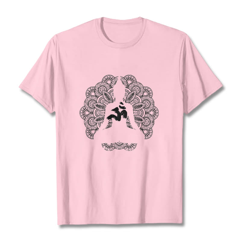 Camiseta con estampado de símbolo Om y mandala de colores puros con Buddha Stones - rosa claro - 2XL - image 12