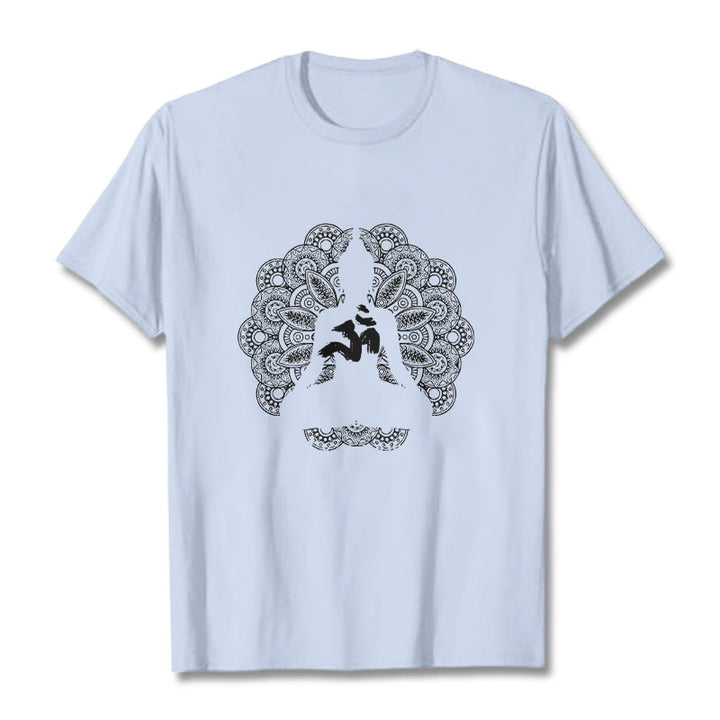Camiseta con estampado de símbolo Om y mandala de colores puros con Buddha Stones - Cian claro - 2XL - image 18