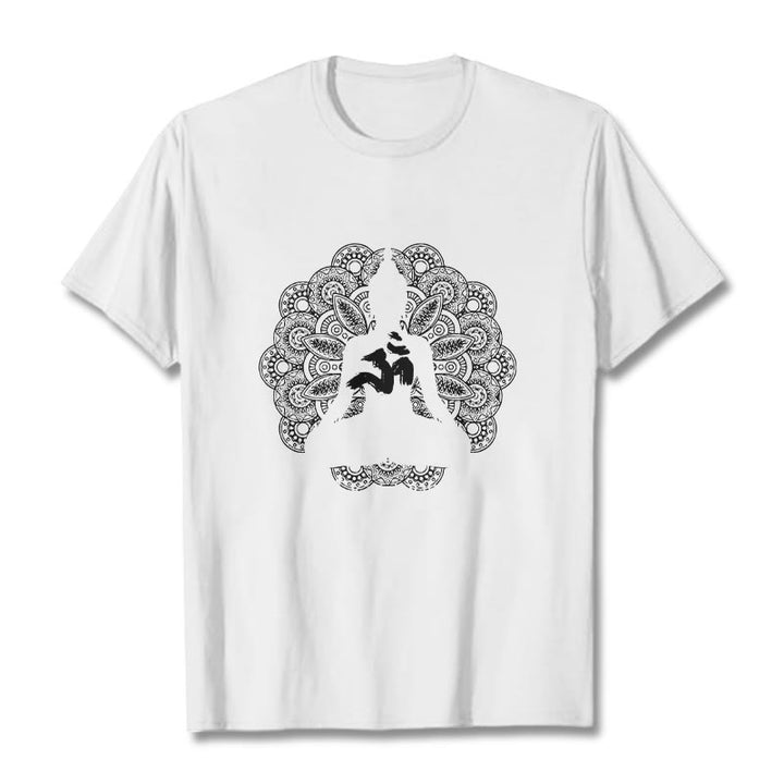Camiseta con estampado de símbolo Om y mandala de colores puros con Buddha Stones - Blanco - 2XL - image 6