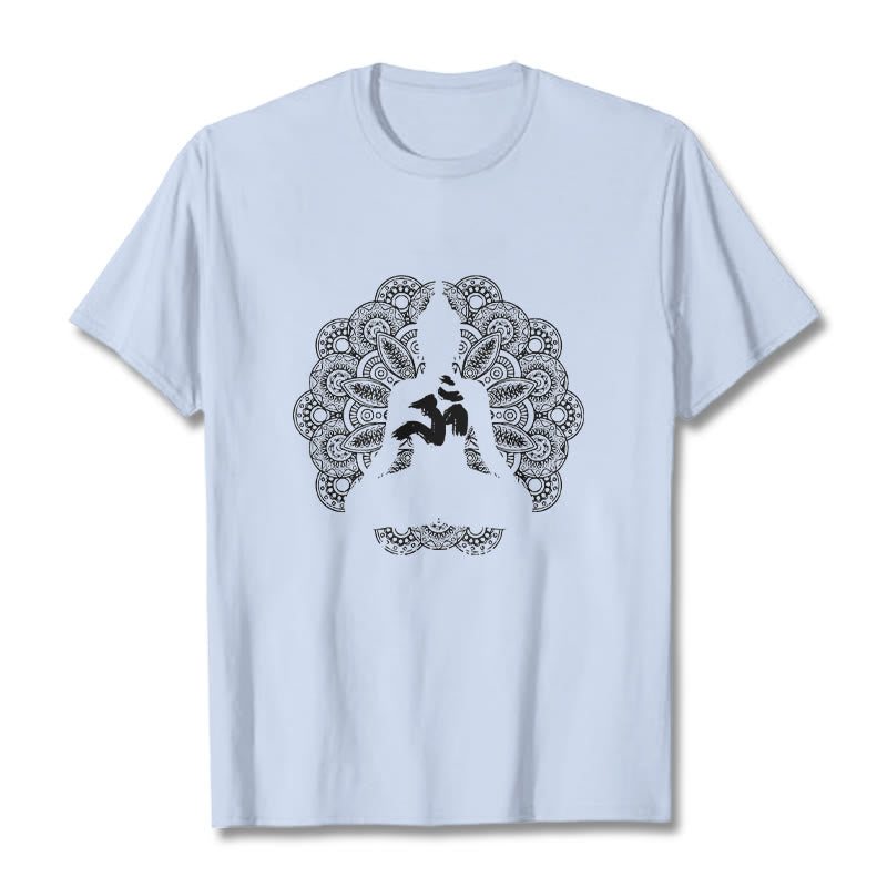 Camiseta con estampado de símbolo Om y mandala de colores puros con Buddha Stones - Cian claro - 2XL - image 19