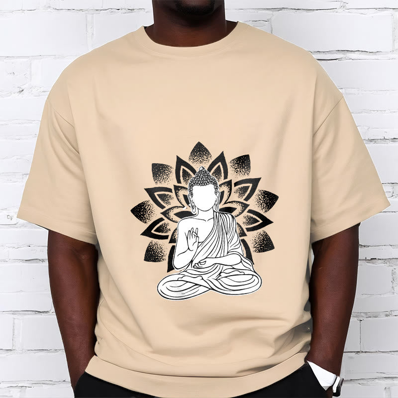 Camiseta con estampado de flor de loto y Buda sentado con Buddha Stones - image 12