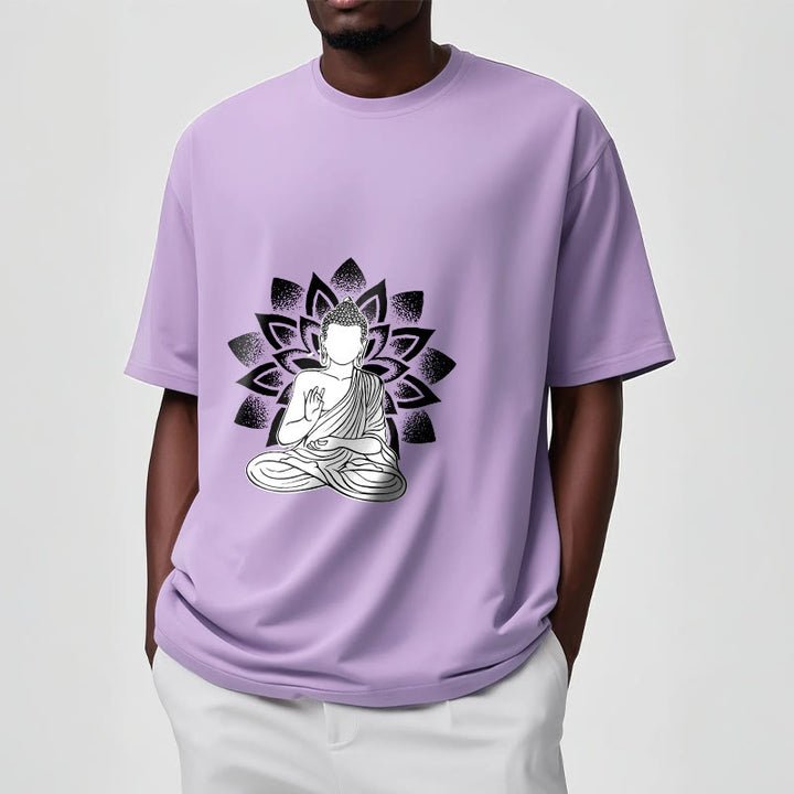 Camiseta con estampado de flor de loto y Buda sentado con Buddha Stones - image 18