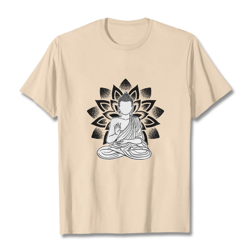 Camiseta con estampado de flor de loto y Buda sentado con Buddha Stones - Sopa de mariscos - 2XL - image 11