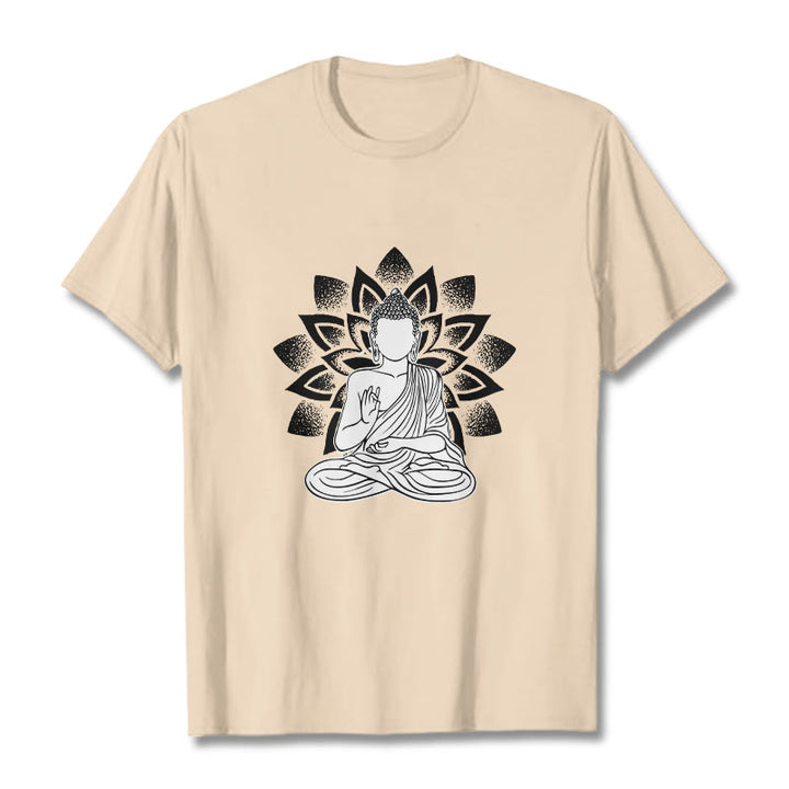 Camiseta con estampado de flor de loto y Buda sentado con Buddha Stones - Sopa de mariscos - 2XL - image 11