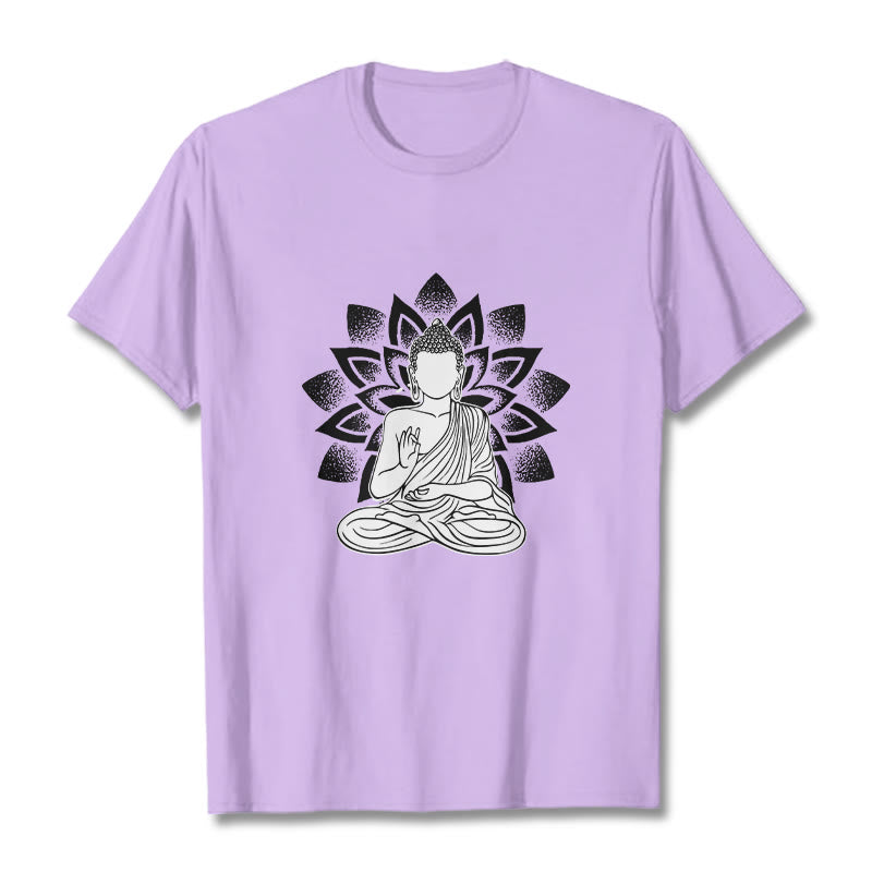 Camiseta con estampado de flor de loto y Buda sentado con Buddha Stones - Ciruela - 2XL - image 16