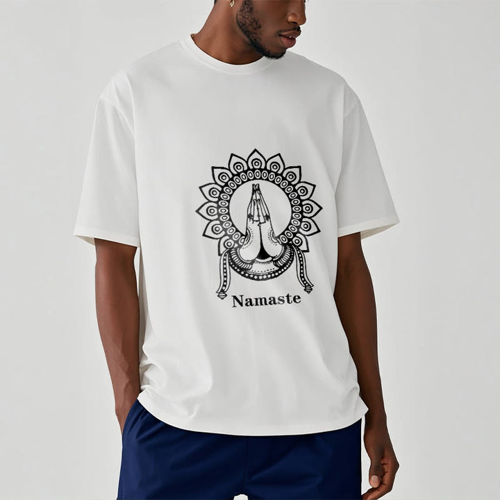 Camiseta con estampado de mandala y gesto de Namaste con Buddha Stones - image 7