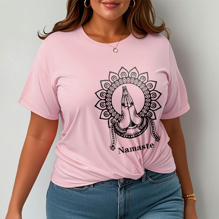 Camiseta con estampado de mandala y gesto de Namaste con Buddha Stones - image 13