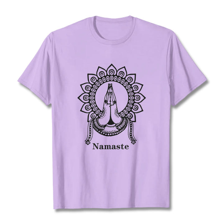 Camiseta con estampado de mandala y gesto de Namaste con Buddha Stones - Ciruela - 2XL - image 16