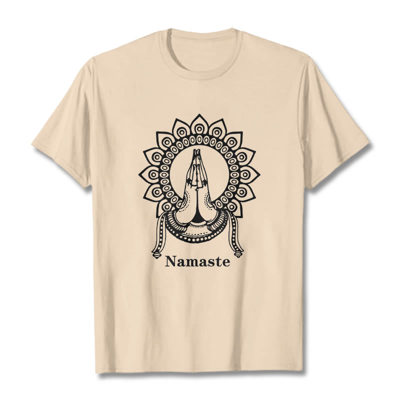 Camiseta con estampado de mandala y gesto de Namaste con Buddha Stones - Sopa de mariscos - 2XL - image 8