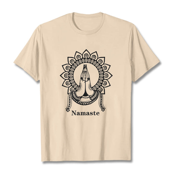 Camiseta con estampado de mandala y gesto de Namaste con Buddha Stones - Sopa de mariscos - 2XL - image 9