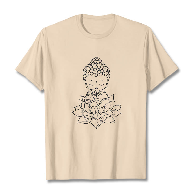 Camiseta con estampado de flor de loto y Buda en paz con Buddha Stones de Buda - Sopa de mariscos - 2XL - image 8