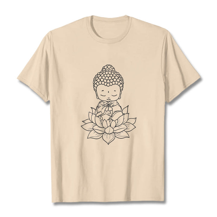 Camiseta con estampado de flor de loto y Buda en paz con Buddha Stones de Buda - Sopa de mariscos - 2XL - image 9